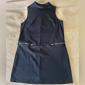 Black casual dress with zipper pockets